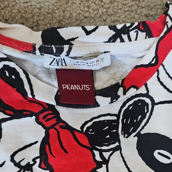 Zara Peanuts Graphic Tee Dress in White, Red & Black - Picture 4 of 4
